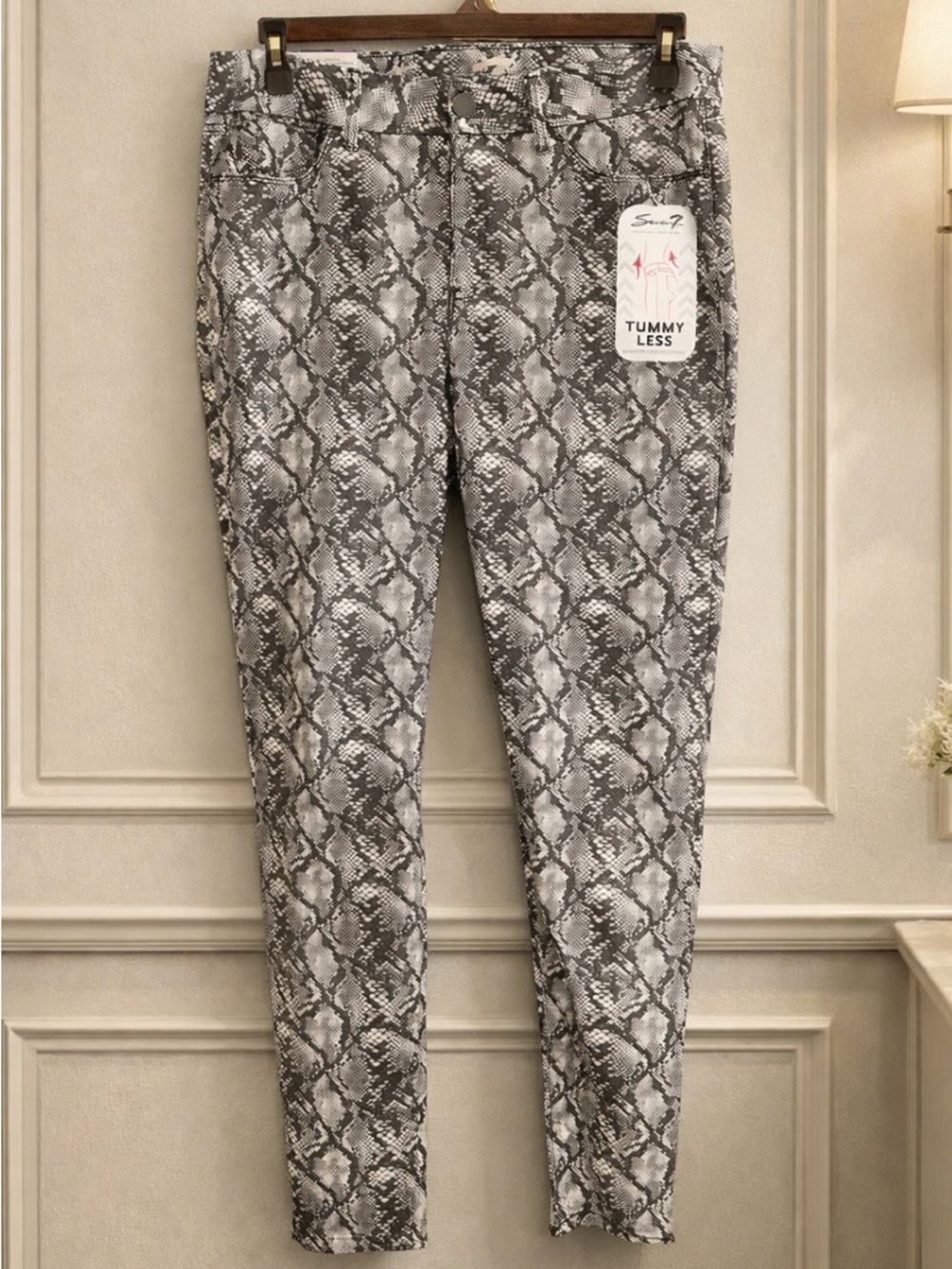 Seven7 Gray Snake Print High-Rise Jeans NWT